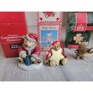 Vintage santa bear set ornament‎ Xmas star gift